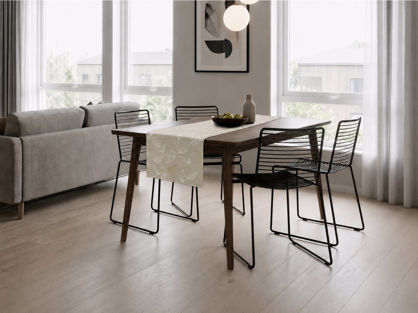 OTTO home Tischläufer Raffon (Packung 1-tlg), Leinen Optik, Blattmotiv, verschiedene Größen, Esszimmer Dekoration