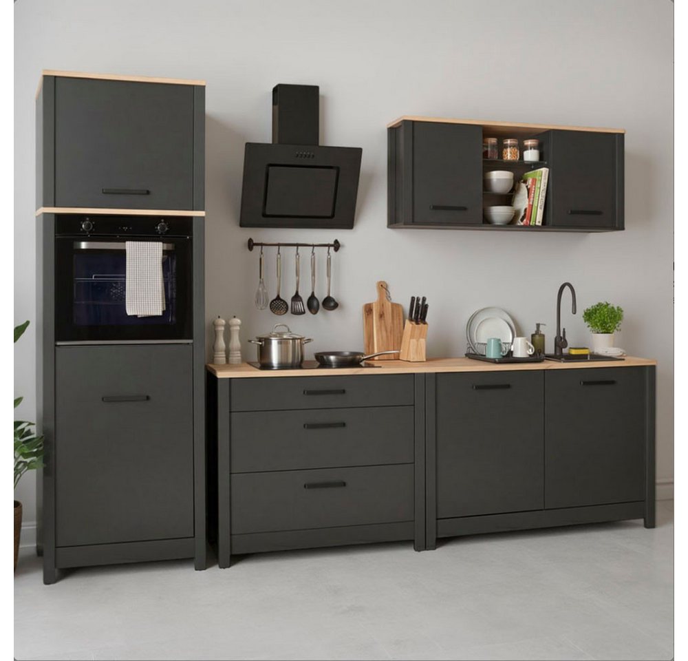 Inter Link Küchenzeile Pienza, Einbauküche, Küchenblock, Küchenmodul, Kompaktküche, Ohne E-Geräte für Spülmaschine Kochfeld Backofen Kühlschrank B: 300 cm Bild 2