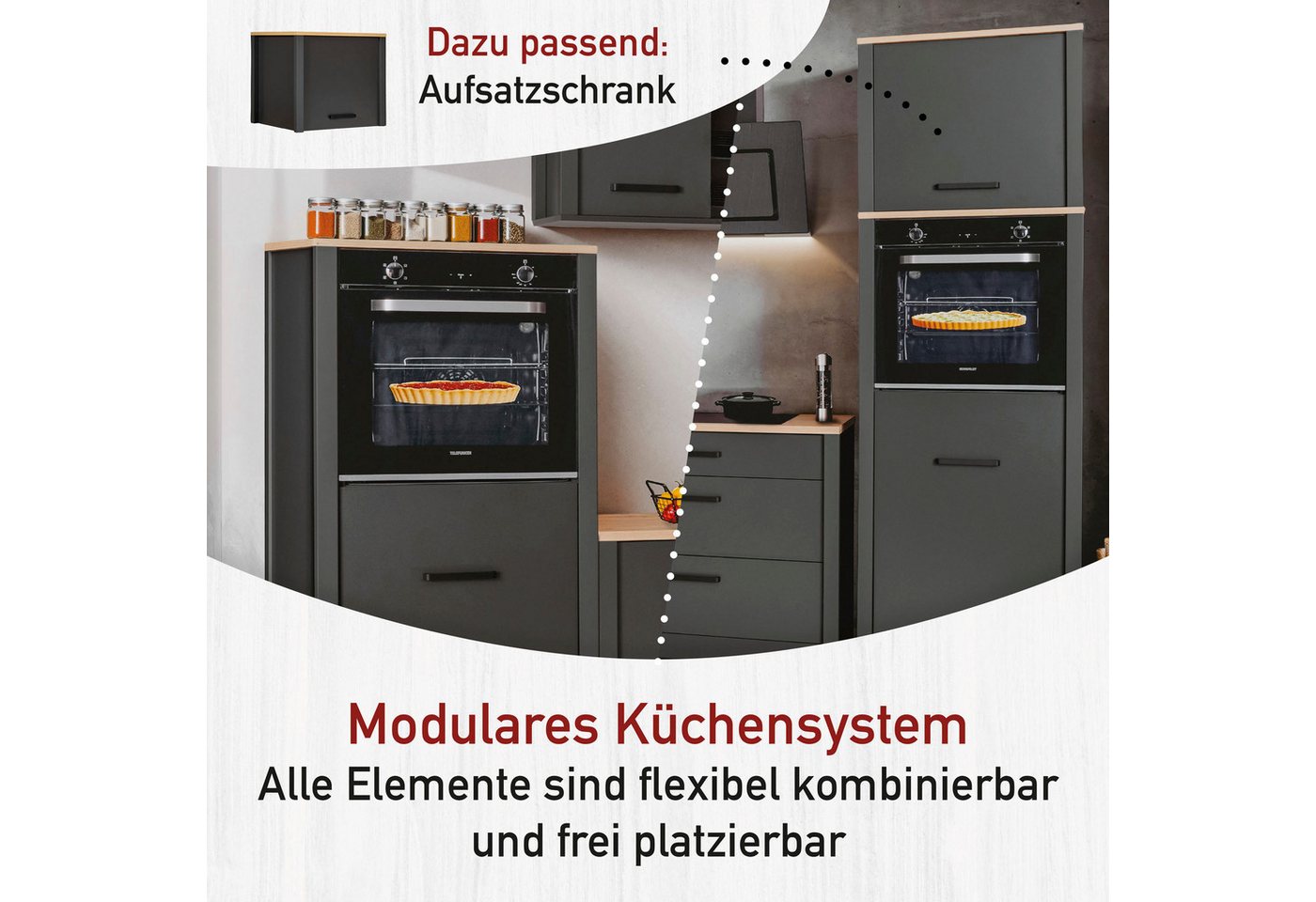 Inter Link Küchenzeile Pienza, Einbauküche, Küchenblock, Küchenmodul, Kompaktküche, Ohne E-Geräte für Spülmaschine Kochfeld Backofen Kühlschrank B: 300 cm Bild 3