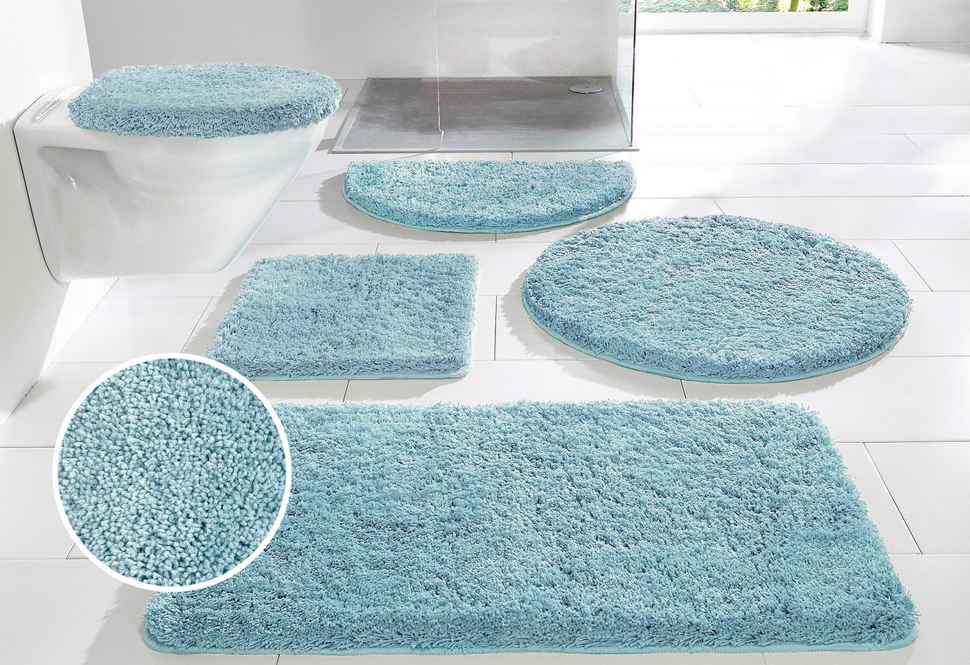 OTTO home Badematte Sanremo, Standard & Premium, rutschhemmend beschichtet, schnell trocknend, fußbodenheizungsgeeignet, Polyester, rund, Badteppich, unifarben, rechteckig, rund & als 3-tlg. Set erhältlich Bild 2