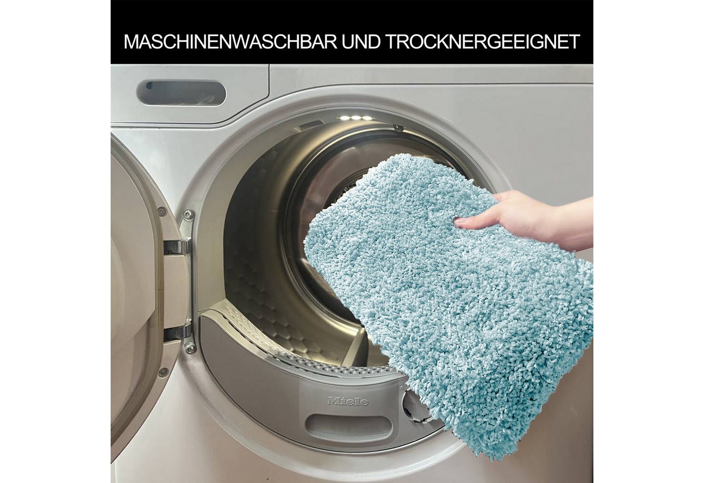 OTTO home Badematte Sanremo, Standard & Premium, rutschhemmend beschichtet, schnell trocknend, fußbodenheizungsgeeignet, Polyester, rund, Badteppich, unifarben, rechteckig, rund & als 3-tlg. Set erhältlich Bild 3