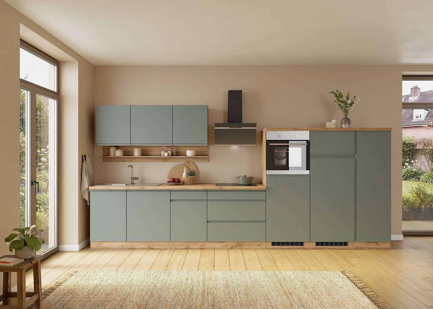 KOCHSTATION Küchenzeile KS-Virginia,neu in verbesserter Ausführung, Breite 410 cm, Softclose, wahlweise mit E-Geräten und Induktion Bild 3