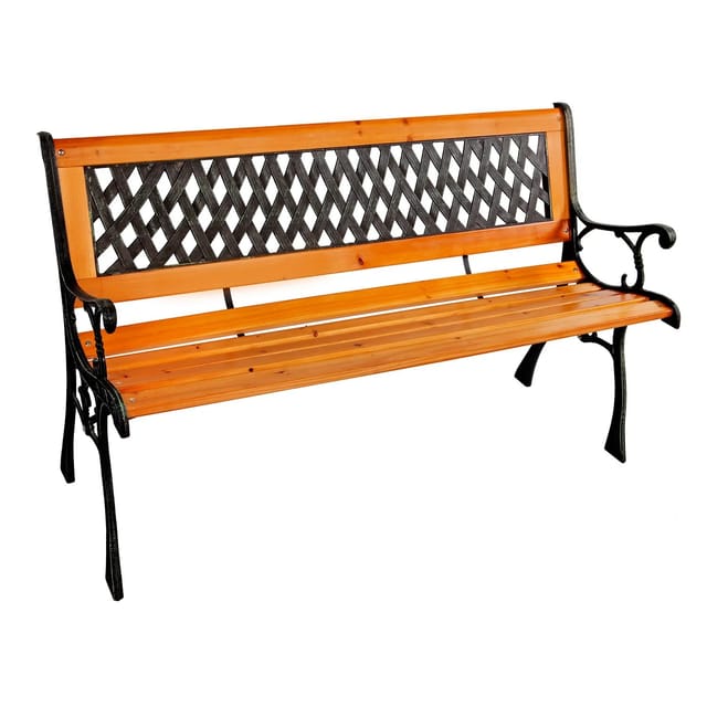 Mojawo Stabile und Massive Parkbank Holz MetallGartenbank Sitzbank 125 x 52 x 74 CM