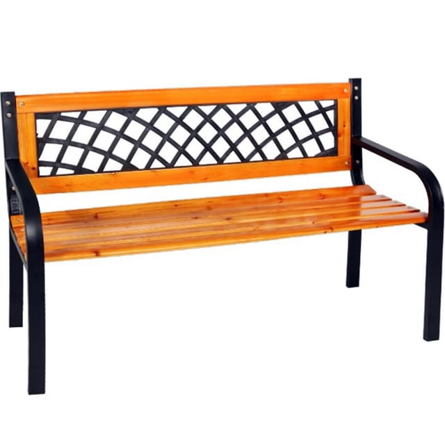 Mojawo Edle und Massive Parkbank aus Metall und Holz Gartenbank 120 x 52 x 74 cm Sitzbank Farbe Braun und Schwarz