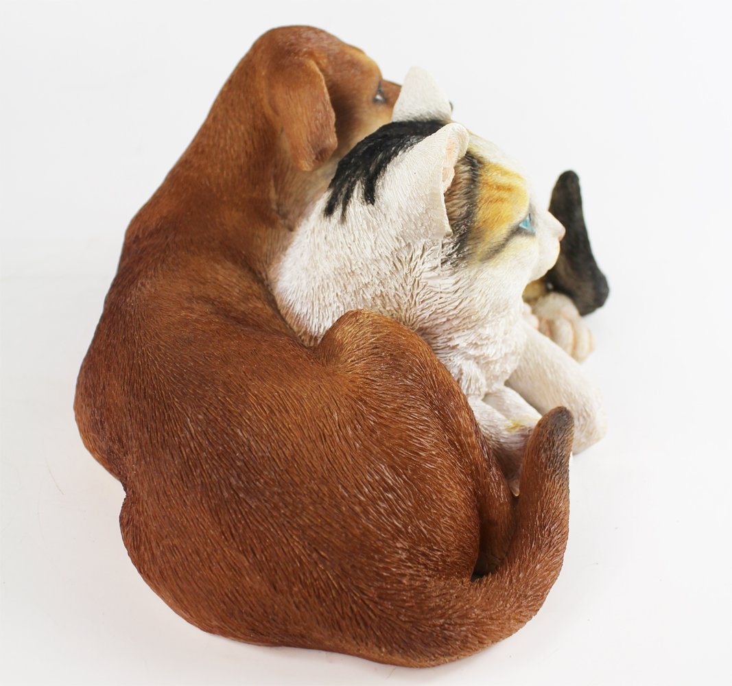 Arnusa Gartenfigur Hund und Katze Dekofigur 34 cm, wie echt Gartendekoration Bild 2