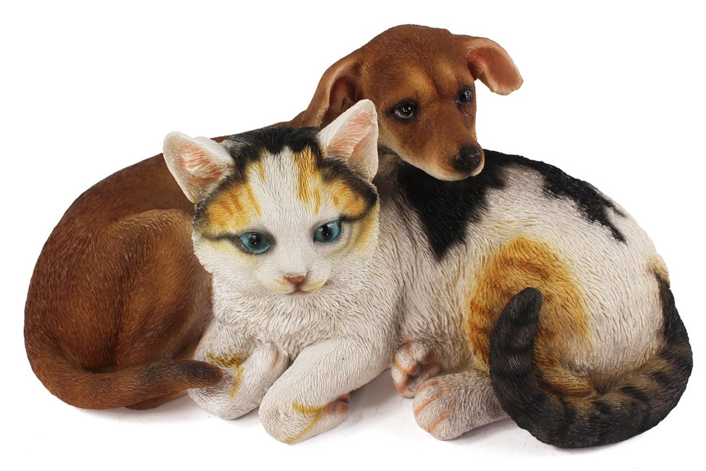 Arnusa Gartenfigur Hund und Katze Dekofigur 34 cm, wie echt Gartendekoration Bild 3