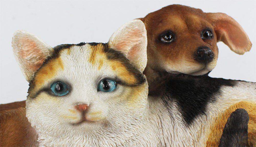 Arnusa Gartenfigur Hund und Katze Dekofigur 34 cm, wie echt Gartendekoration Bild 5