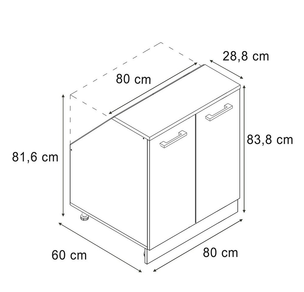 Vicco Kommode Rion, Blau-Grau/Weiß, 80 x 81.6 cm mit 2 Türen, Schrankkorpus 60 ... (1 St) Bild 2