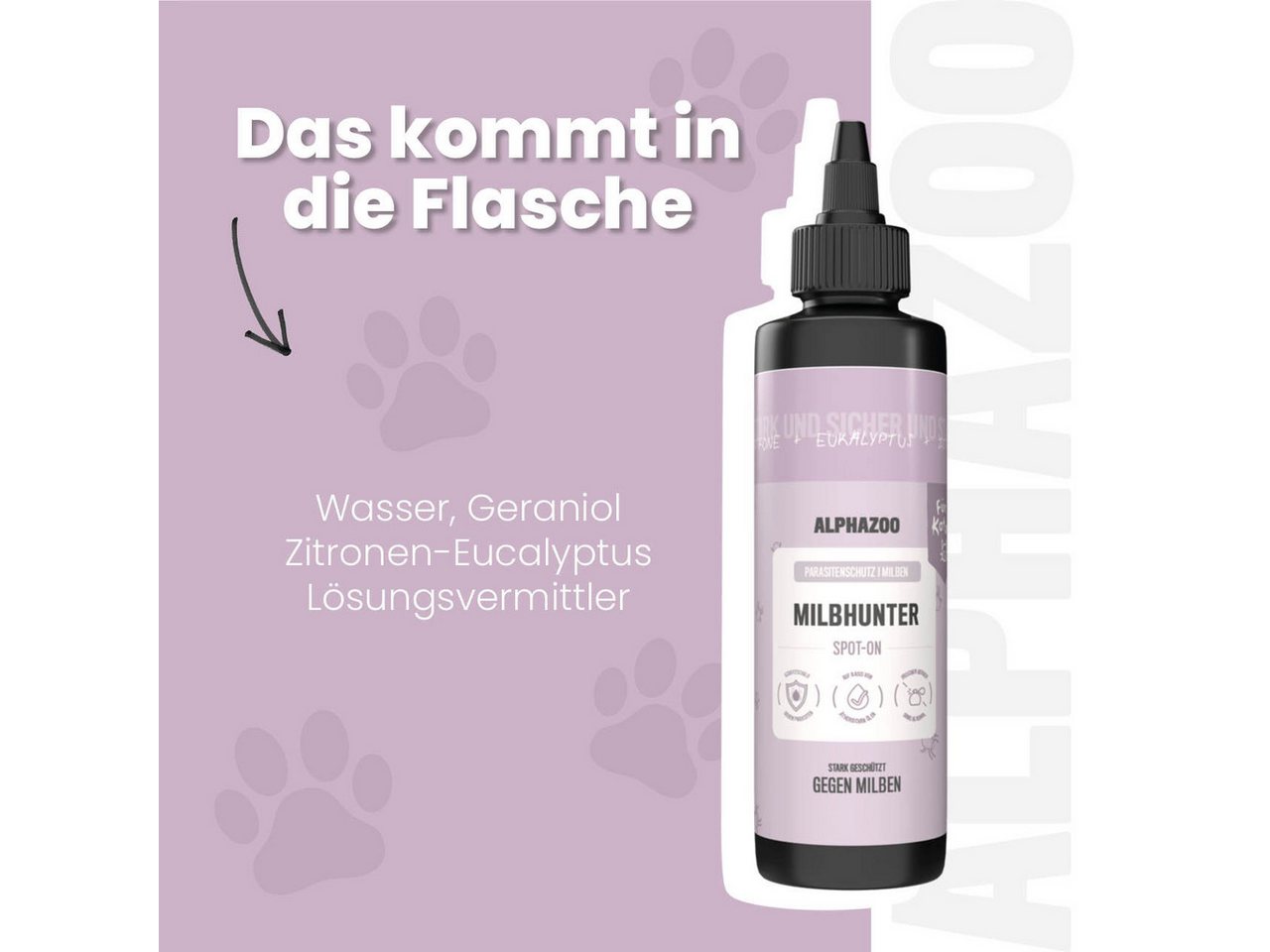 ALPHAZOO Milbenspray MilbHunter Spot-On für Katzen 100 ml, 100 ml, 1-St., Einfach gegen Milben und Grasmilben Bild 3