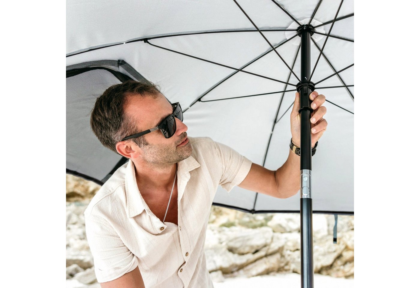 VirtuFit Sonnenschirm VirtuFit Strandparasol Premium - Windschutz - 200 x 200 cm - Schwarz Bild 3