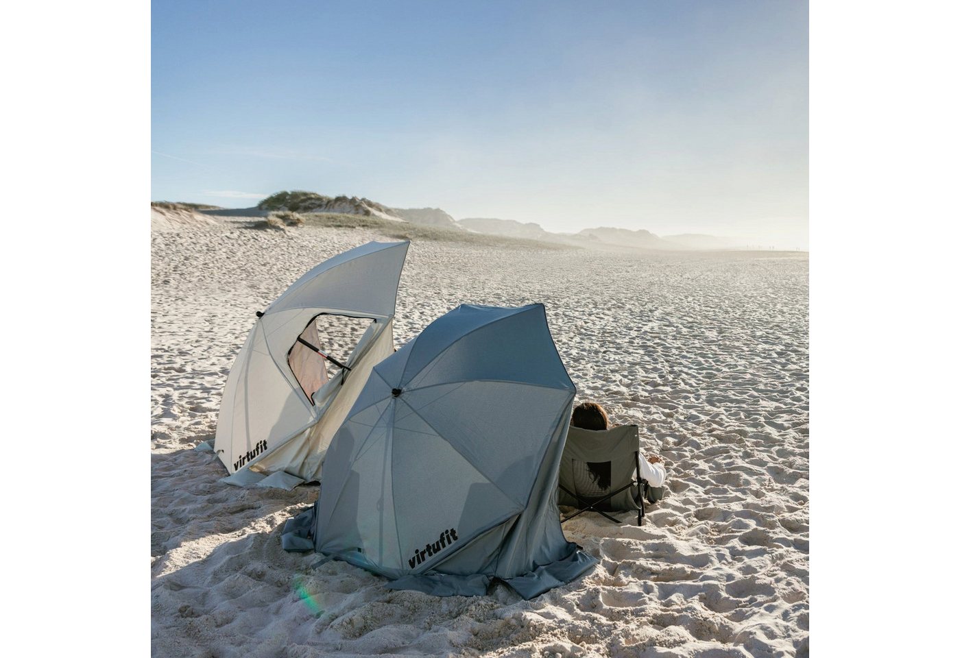 VirtuFit Sonnenschirm VirtuFit Strandparasol Premium - Windschutz - 200 x 200 cm - Schwarz Bild 4