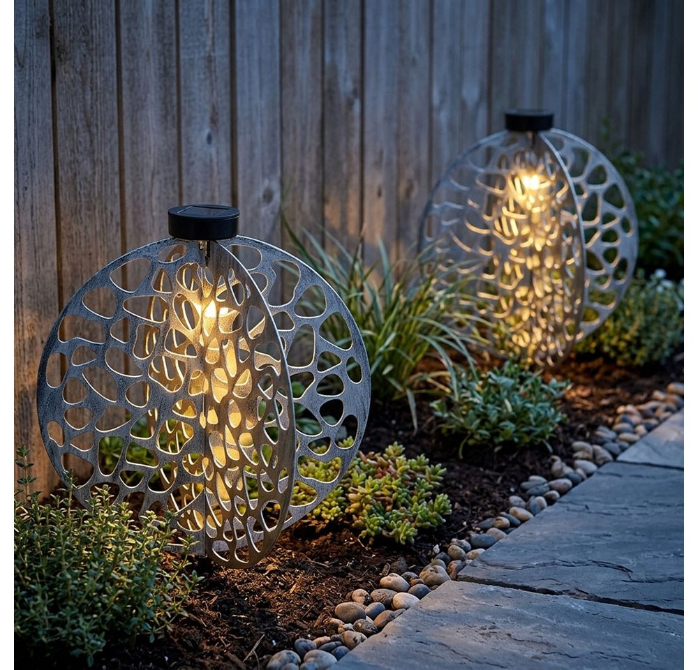 GLOBO LIGHTING LED Solarleuchte, LED-Leuchtmittel fest verbaut, Warmweiß, LED Solarlampe Erdspieß orientalische Dekoleuchte Gartenlampe 2x Bild 3