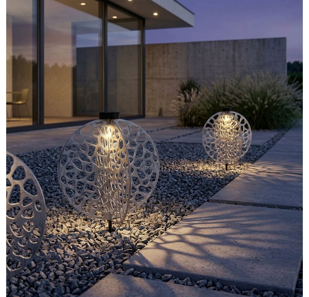 GLOBO LIGHTING LED Solarleuchte, LED-Leuchtmittel fest verbaut, Warmweiß, LED Solarlampe Erdspieß orientalische Dekoleuchte Gartenlampe 2x Bild 5