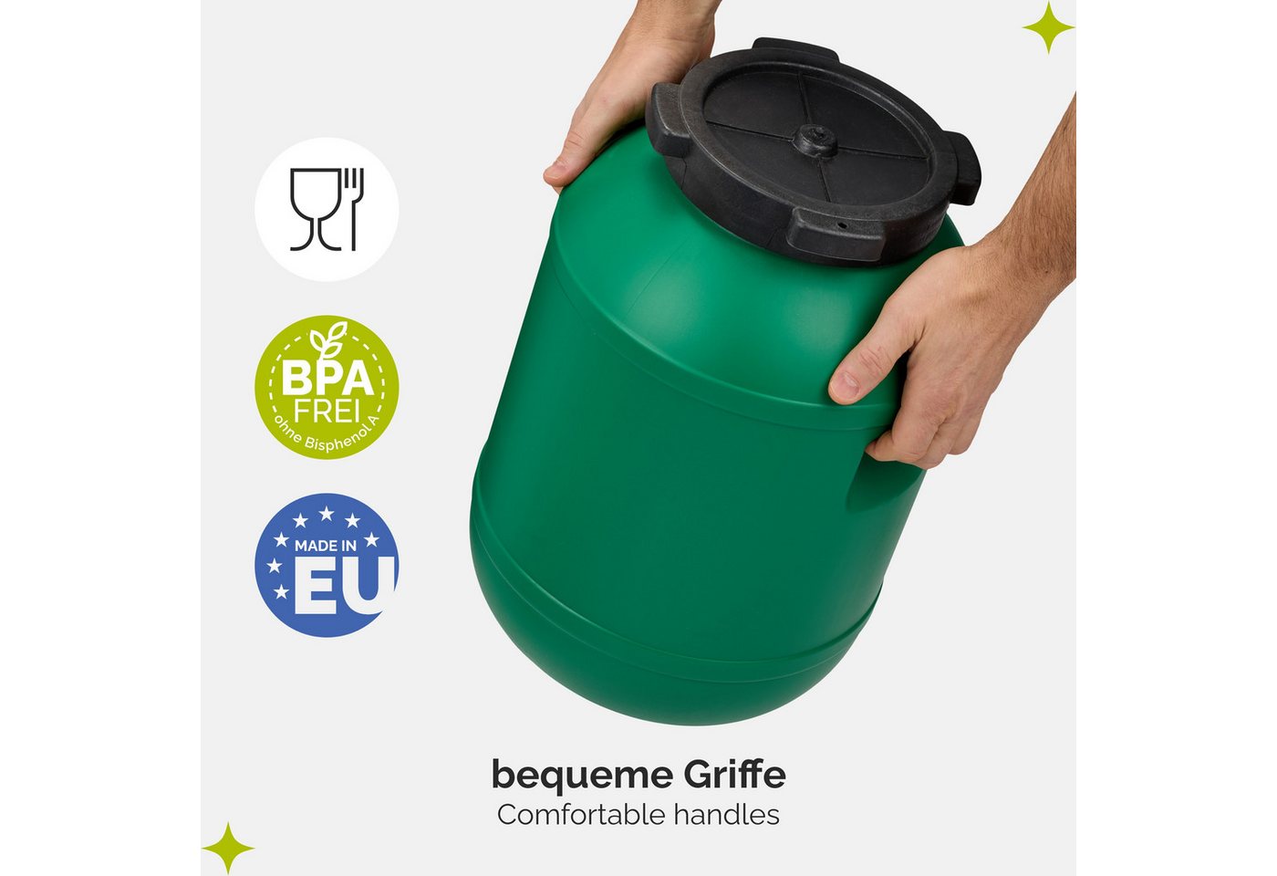 Garronda Regentonne Set 20 Liter Futtertonne BPA-frei Lebensmittel-Fass GD-0126, 20 l, (2-tlg), BPA-Frei Bild 2