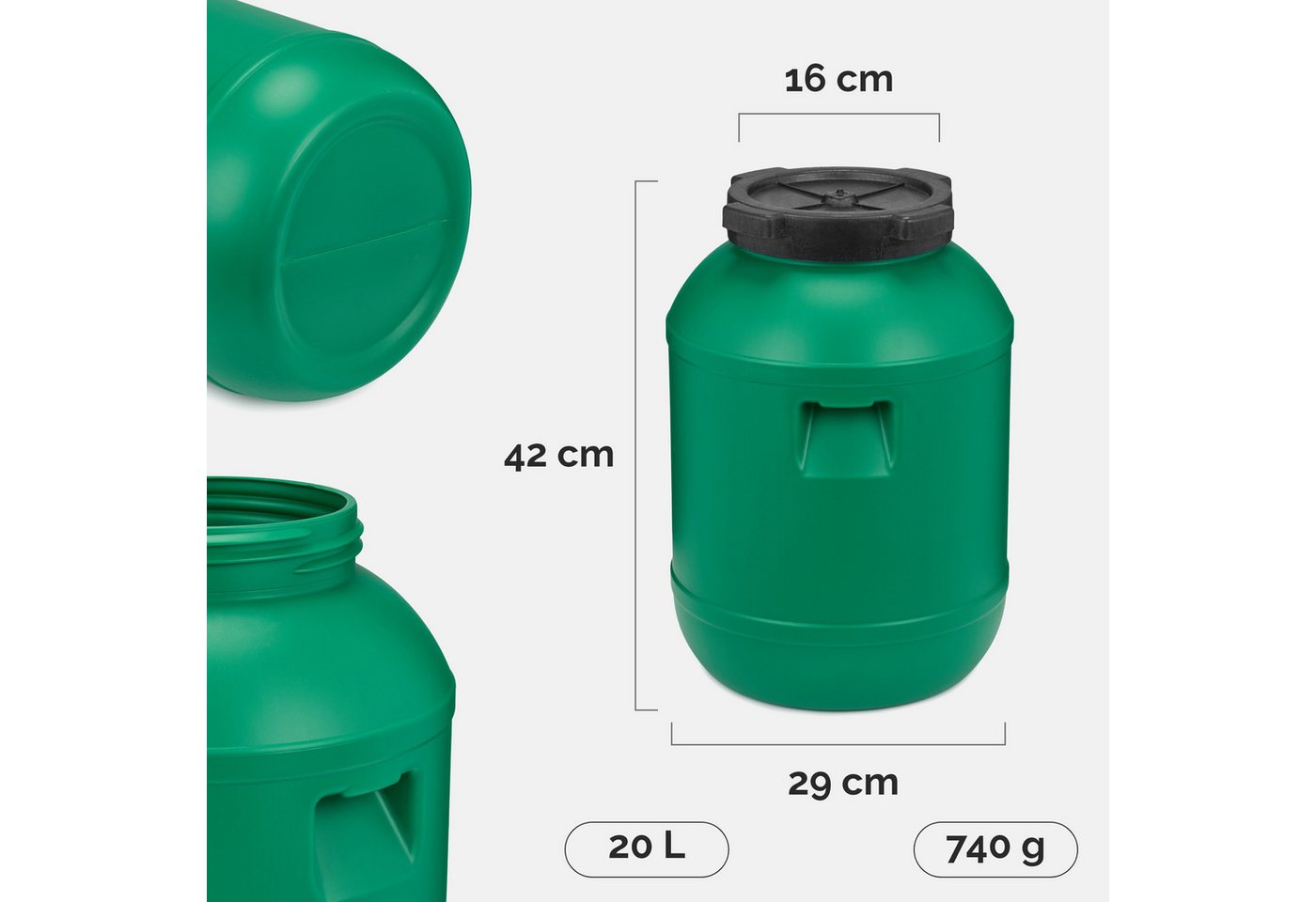 Garronda Regentonne Set 20 Liter Futtertonne BPA-frei Lebensmittel-Fass GD-0126, 20 l, (2-tlg), BPA-Frei Bild 3