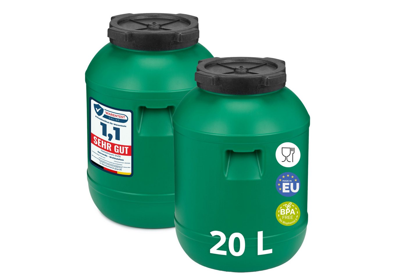 Garronda Regentonne Set 20 Liter Futtertonne BPA-frei Lebensmittel-Fass GD-0126, 20 l, (2-tlg), BPA-Frei Bild 4