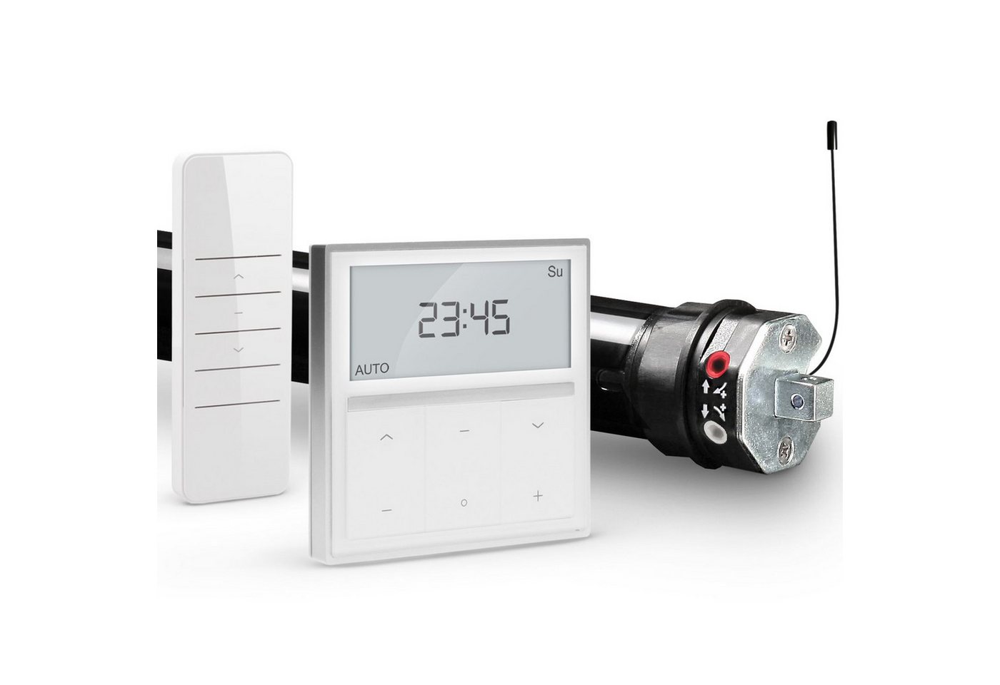 Nobily Rollladenmotor Profi-Set PR4 inkl. Funk-Timer Exquisit Wandsender, (1 St), Zugkraft 36 kg
