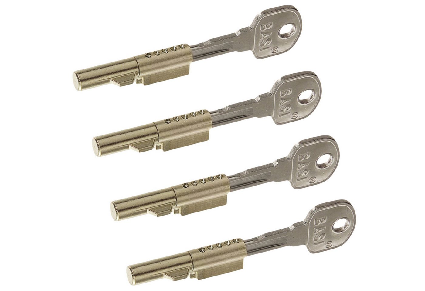 BASI Einsteckschloss Schlüssellochsperrer für Buntbart-Schlösser, (Packung, 4-tlg), 4er Set, Einzelschließend, Sicherung BB-Schloss, 4 Stück, 8 Schlüssel
