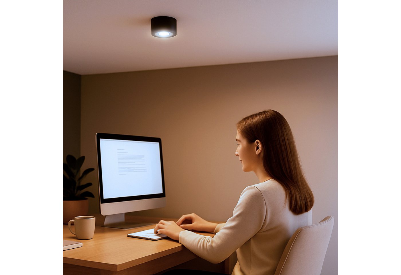 SSC-LUXon LED Aufbaustrahler LANTI Deckenspot rund schwarz schwenkbar mit LED Lampe 4W neutralweiß, Neutralweiß Bild 3