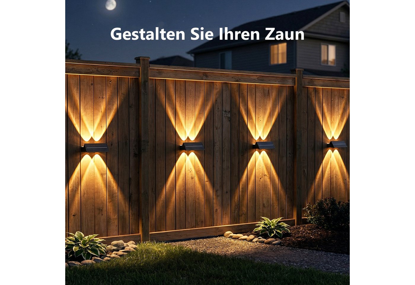 oyajia LED Außen-Wandleuchte 2/4 st Solar Wandleuchte Aussen, RGB Einstellbar Solarlampen für Außen, LED fest integriert, RGB, RGB 9 Farben Solarleuchte für Zaun Wand Terrasse Garten Balkon Deko Bild 5