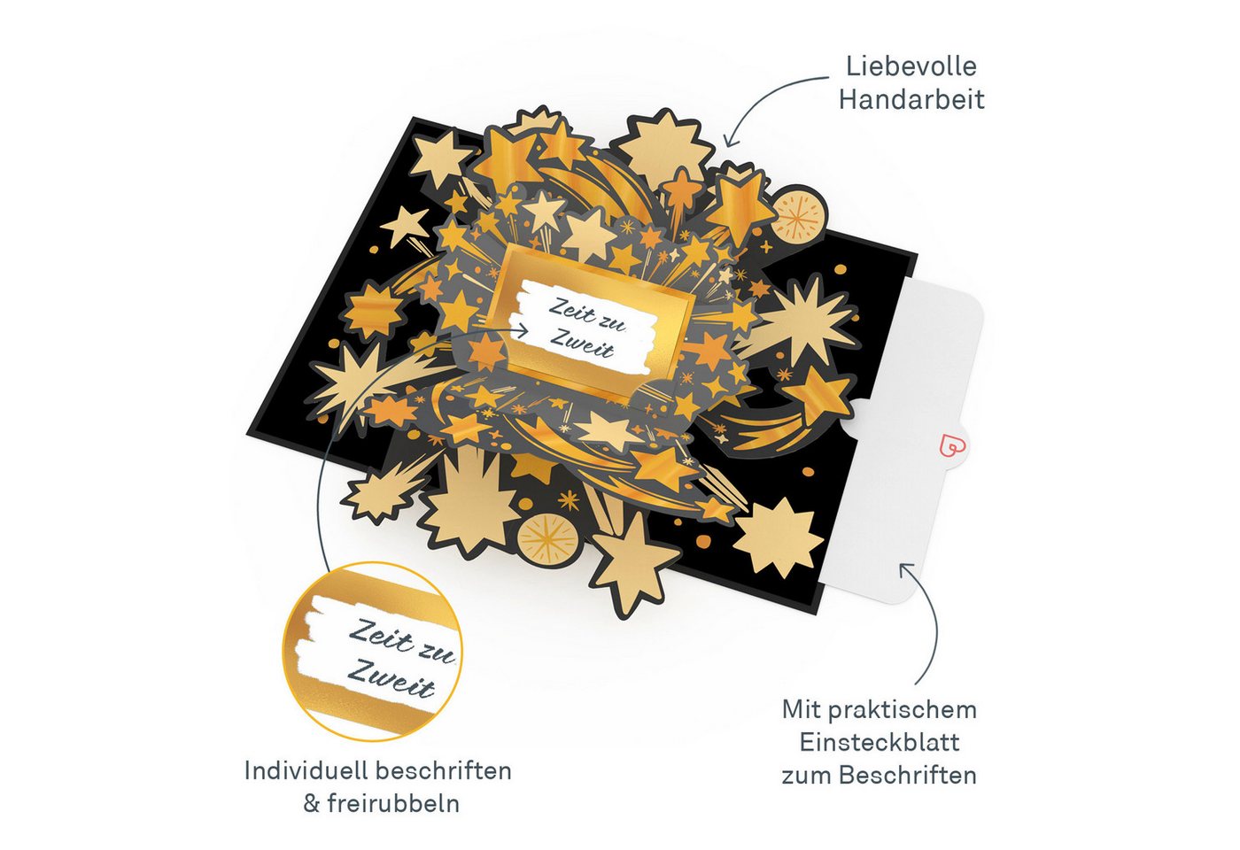 papercrush Geschenkkarte Goldenes Ticket Pop-Up Karte, Mit Rubbelsticker, Verschenkfertig, Handgemacht Bild 2