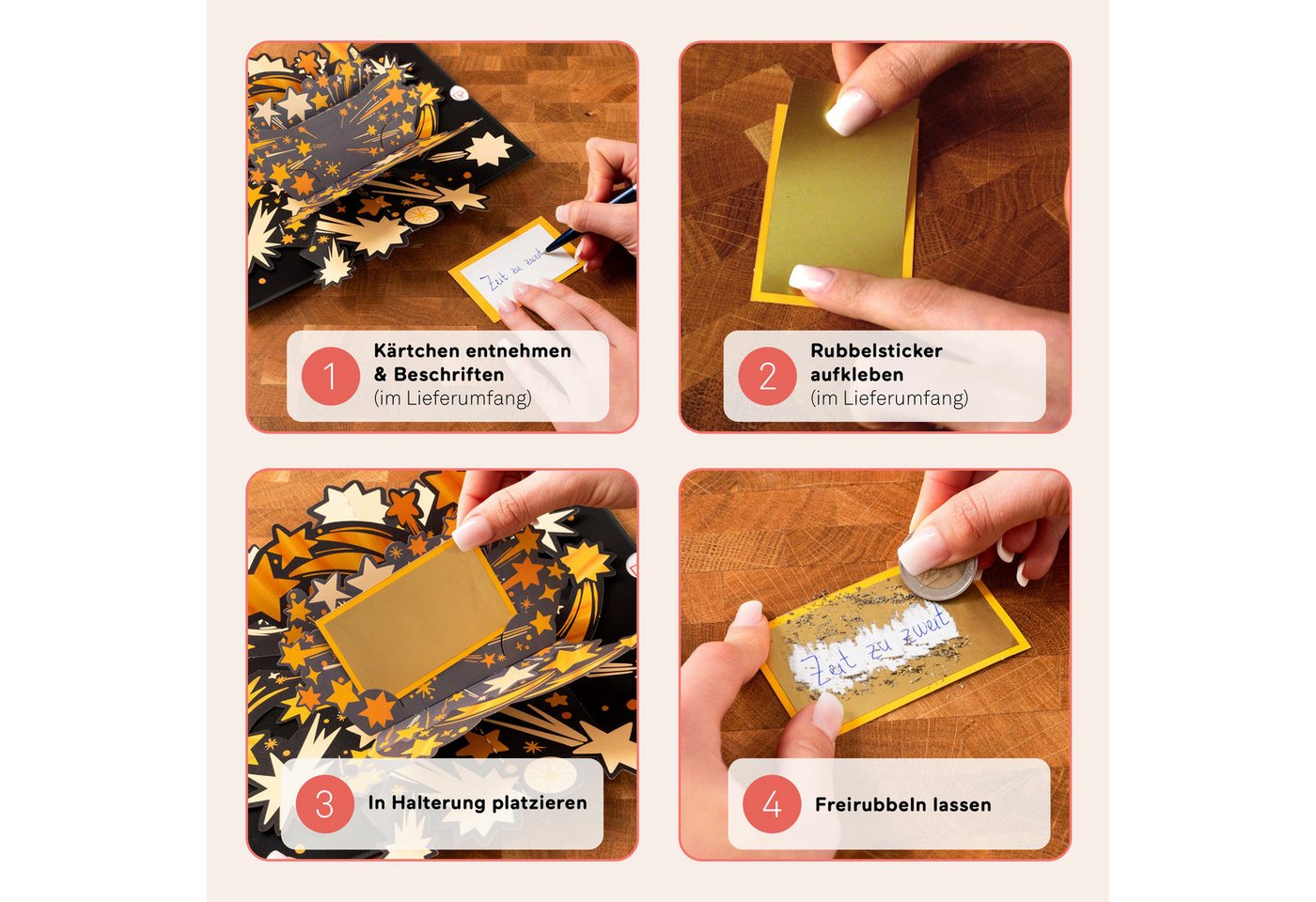papercrush Geschenkkarte Goldenes Ticket Pop-Up Karte, Mit Rubbelsticker, Verschenkfertig, Handgemacht Bild 4