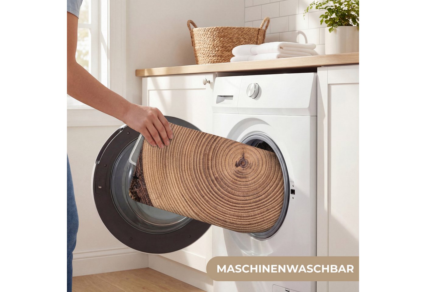 OnlyWow WC-Vorleger Baumstamm - Holz - Braun, Höhe 10 mm, Polyester, Rechteckig, WC Teppich, Toilettenvorleger, Toilettenteppich, Badematte 40x60 cm Bild 5