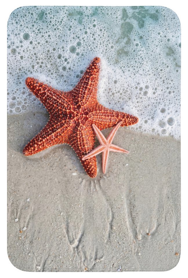 OnlyWow WC-Vorleger Seestern - Strand - Meer, Höhe 10 mm, Polyester, Rechteckig, WC Teppich, Toilettenvorleger, Toilettenteppich, Badematte 40x60 cm Bild 4