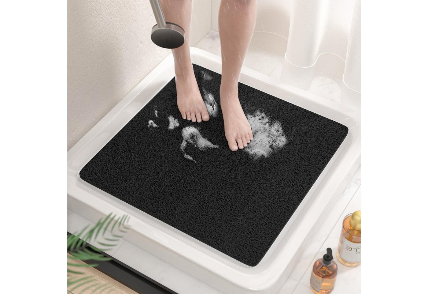 LuxusKollektion Duschmatte Duschmatte Antirutsch PVC Luffa Schwarz 53 x 53 cm (Quadratisch) Bild 3