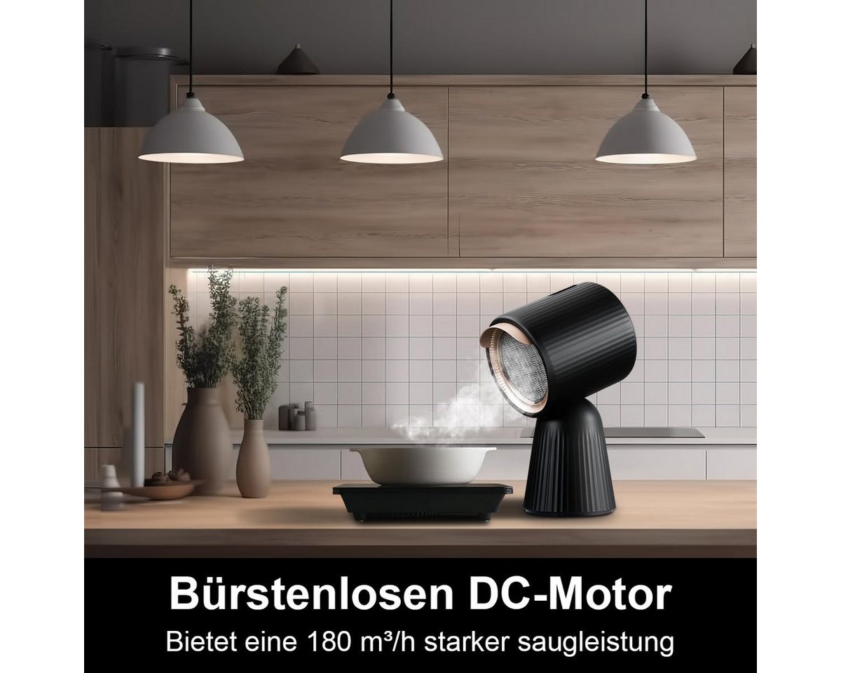 SNDOAS Absauganlage mobile Mini-Tischdunstabzugshaube Umluft, 180 m³/h, 3 Leistungsstufen, 24 W, (1-tlg), Kohlefilter-Rezirkulation, für Küche, Wohnung, Wohnmobil, A+ Bild 5