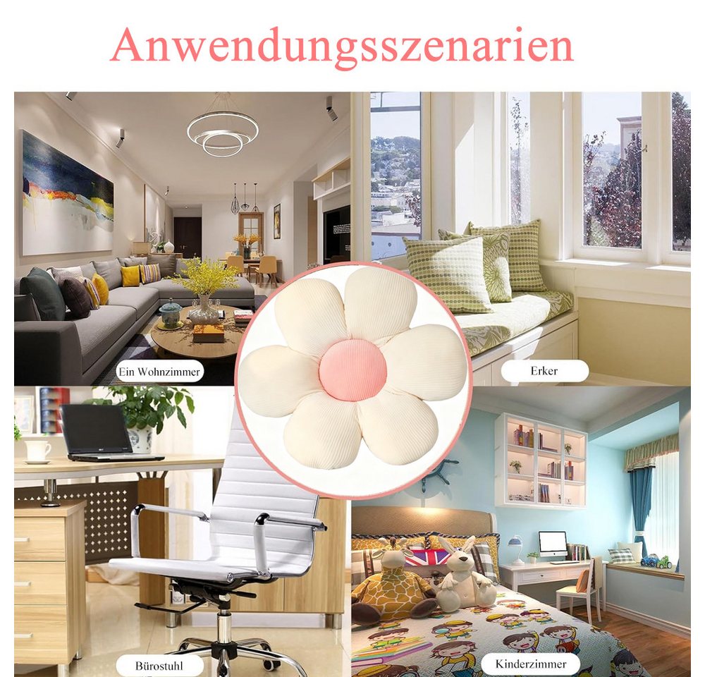 AFKSMILE Sitzkissen Blumenbodenkissen Sitzkissen, Blumenboden Kissen Tatami Blumenförmiges, Weiches Blütenblattkissen, Kissen Blumenform für Schlafzimmer Sofa Bild 3