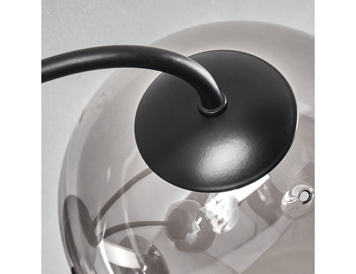 hofstein Deckenleuchte Deckenlampe aus Metall/Glas in Schwarz/Rauchfarben/Bernsteinfarben, ohne Leuchtmittel, Leuchte im Retro-Design aus Glas, 6 x G9 LED, ohne Leuchtmittel Bild 3