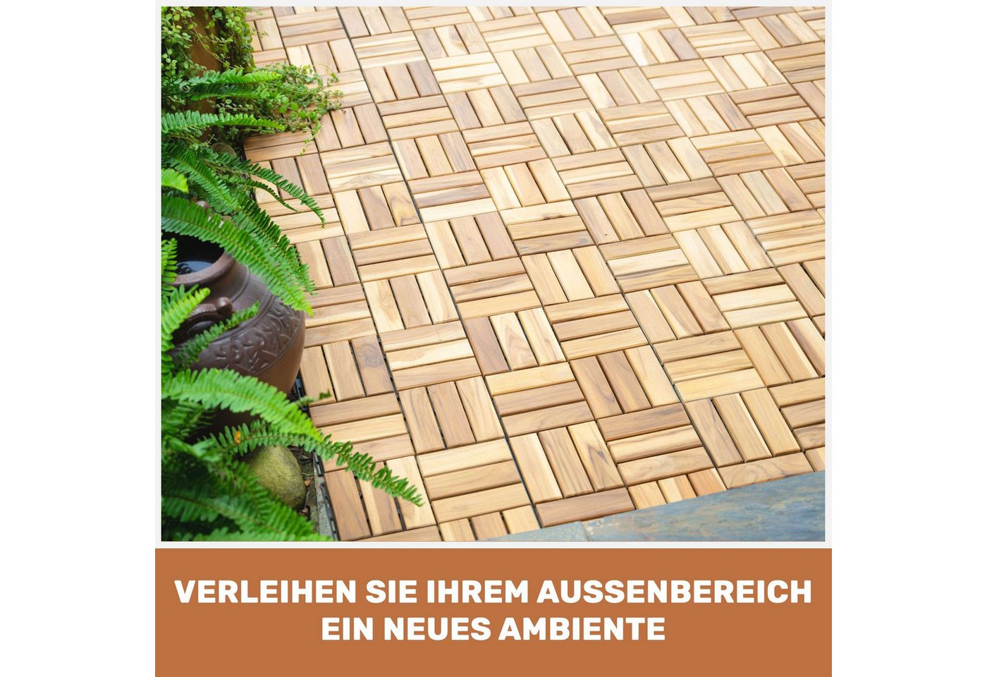 BBG Terrassendielen Akazienholz-Klickfliesen 30 × 30 cm im Schachbrettmuster, 2,88 m², BxL: je 30x30 cm, 20 mm Stärke, (32-St), Wetterfeste Holzfliesen mit Klicksystem