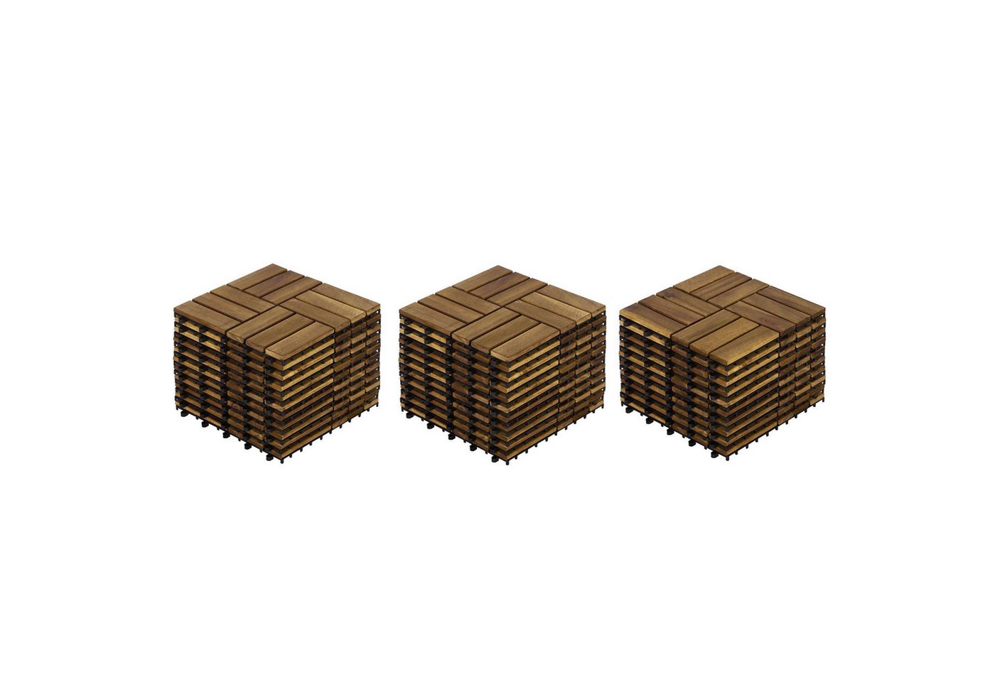 BBG Terrassendielen Akazienholz-Klickfliesen 30 × 30 cm im Schachbrettmuster, 2,88 m², BxL: je 30x30 cm, 20 mm Stärke, (32-St), Wetterfeste Holzfliesen mit Klicksystem Bild 2