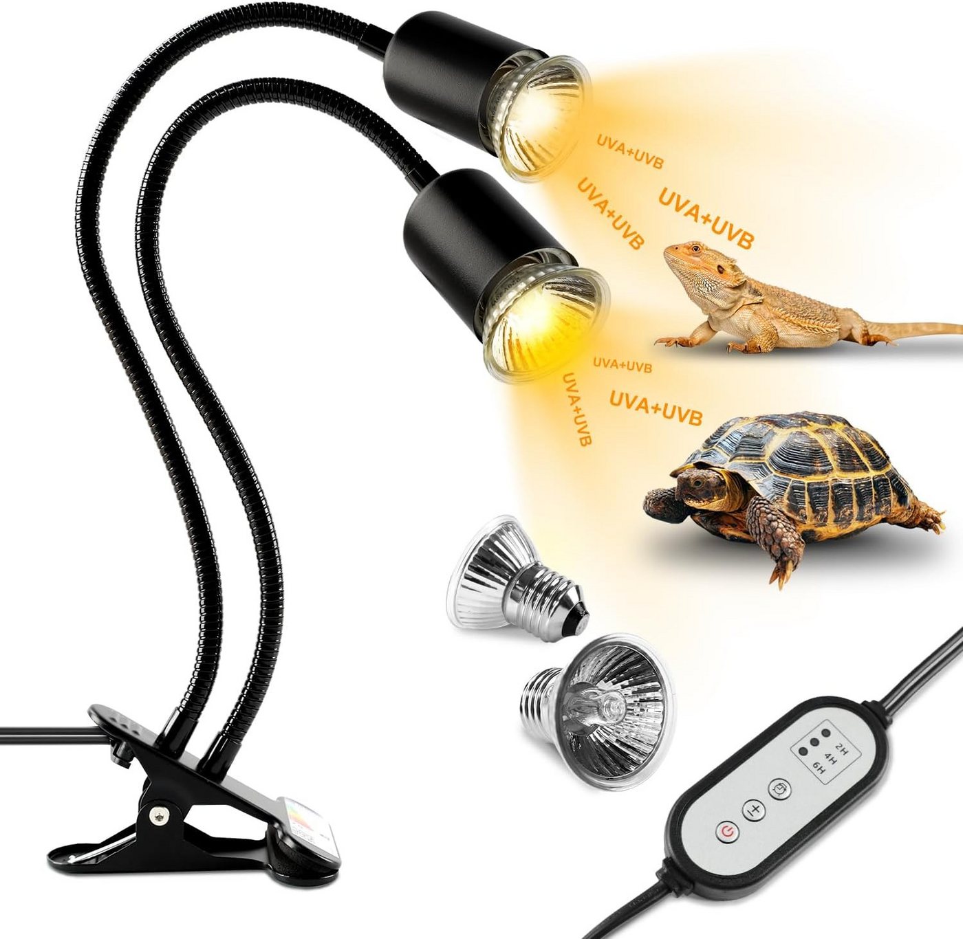 FELIXLEO Infrarotstrahler Schildkröte Wärmelampe Reptilien Heizlampe UVA UVB Schwarz E27