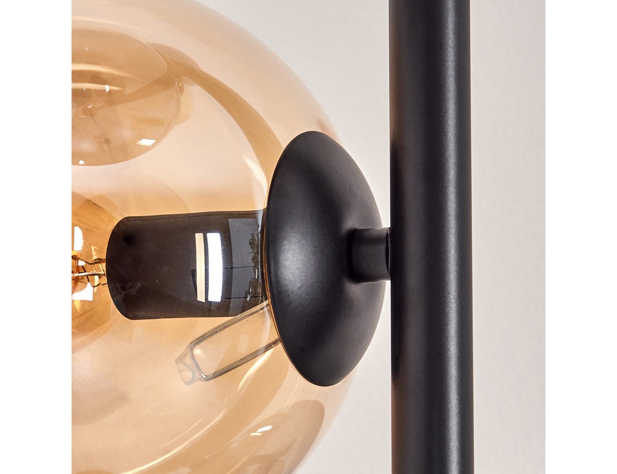hofstein Stehlampe Stehlampe aus Metall/Glas in Schwarz/Rauchfarben/Bernstein, ohne Leuchtmittel, Leuchte mit Glasschirmen (15cm),Schalter, 5 x E14, ohne Leuchtmittel Bild 4