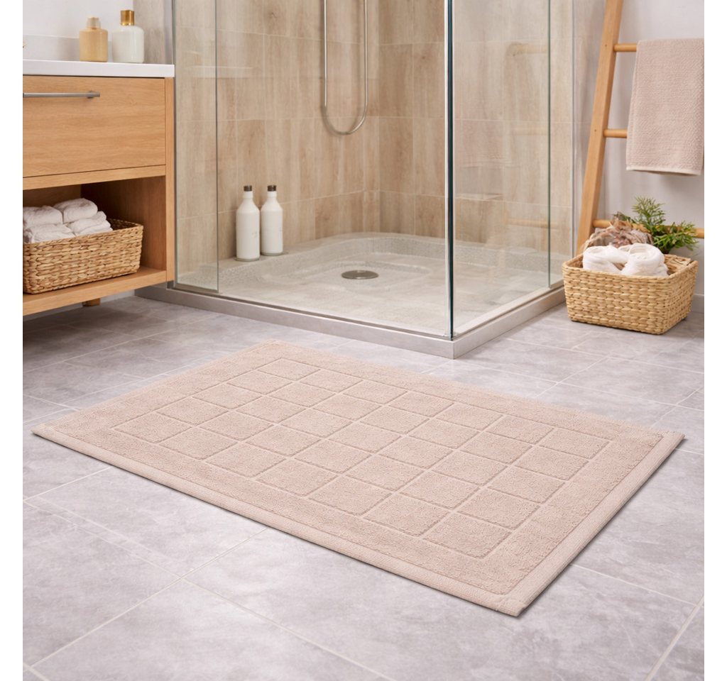 Betz Badematte 2 Stück Badvorleger Berlin Größe 50x70 cm, 100% Baumwolle, beidseitig nutzbar, Baumwolle, Badematte Badteppich Duschvorlage