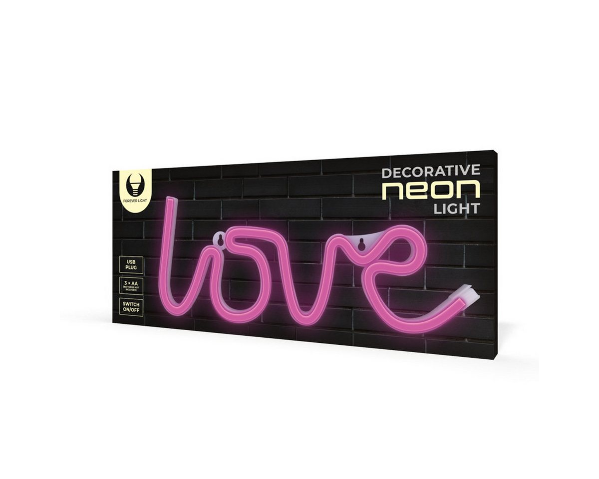 Forever Light LED Dekolicht Forever Light Neon LED-Leuchte LOVE pink – FLNE05, Pink, Leuchtender LOVE-Schriftzug, flexibler Betrieb, kompakte Größe Bild 3