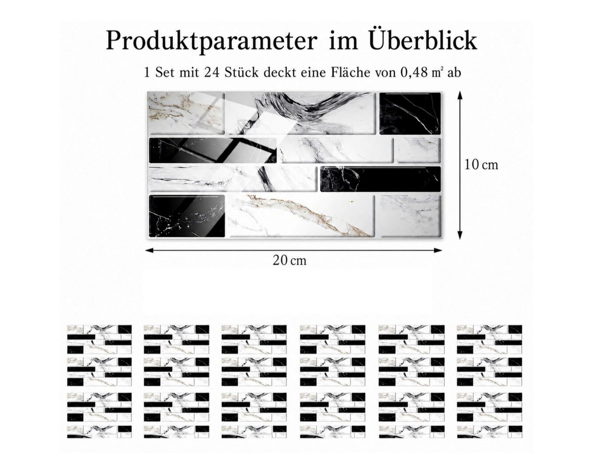 COFI 1453 Fliesenaufkleber Küchenrückwand 24er Set Selbstklebend 20 × 10 cm (24 St) Bild 4