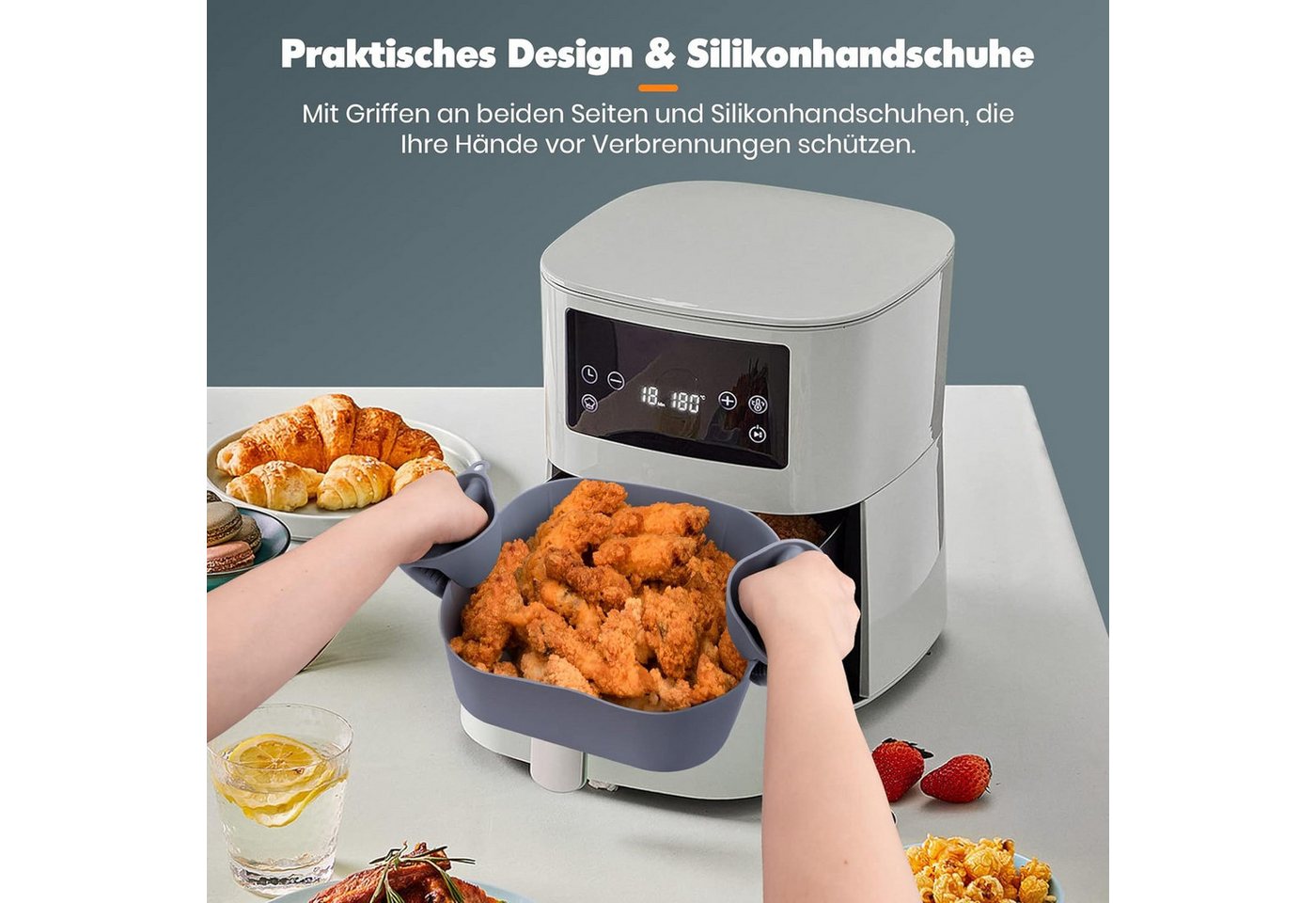 Diwzbyn Silikonform Wiederverwendbar Silikonform Für Heißluftfritteuse Bild 5