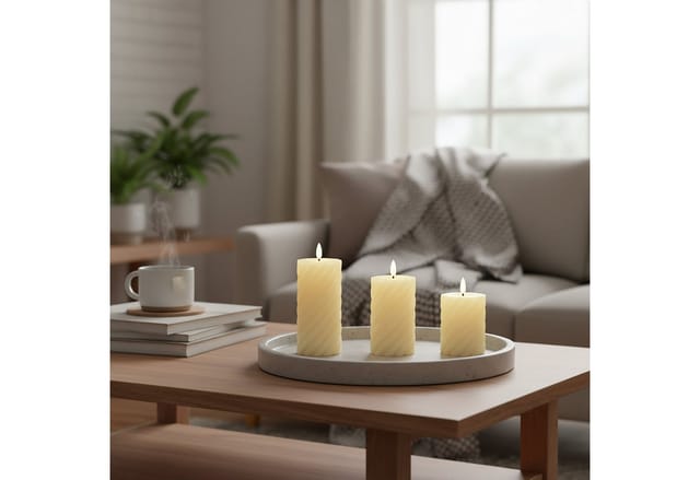 relaxdays LED-Kerze 3er Set, Champagner