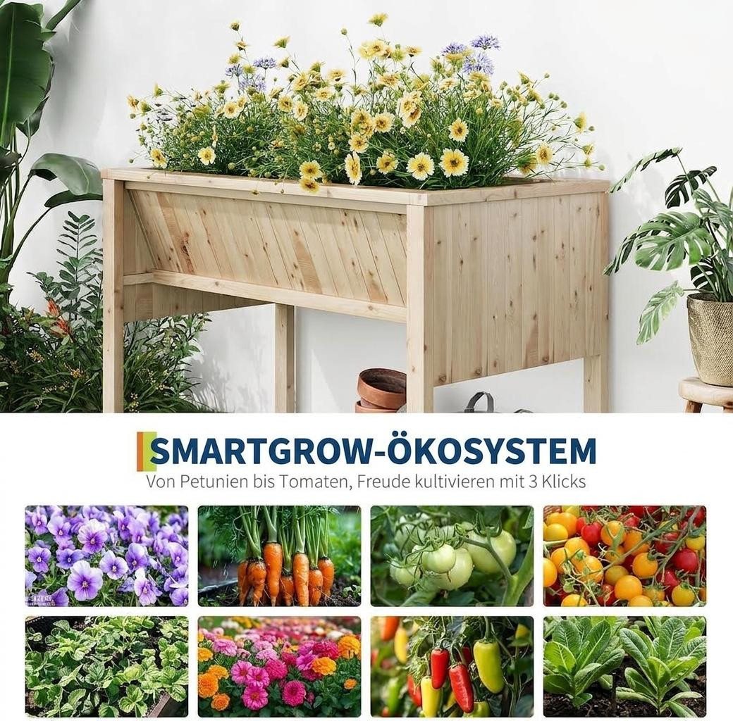 GarveeMore Hochbeet aus Zedernholz mit Beinen,Extra tiefer Pflanzkasten (35 cm) für Gemüse, Mit Haken,ideal für Garten,Terrasse&Balkon – Wetterfest und langlebig
