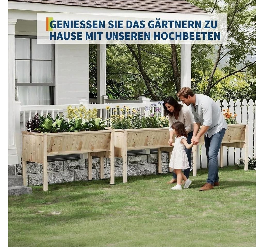 GarveeMore Hochbeet aus Zedernholz mit Beinen,Extra tiefer Pflanzkasten (35 cm) für Gemüse, Mit Haken,ideal für Garten,Terrasse&Balkon – Wetterfest und langlebig Bild 3