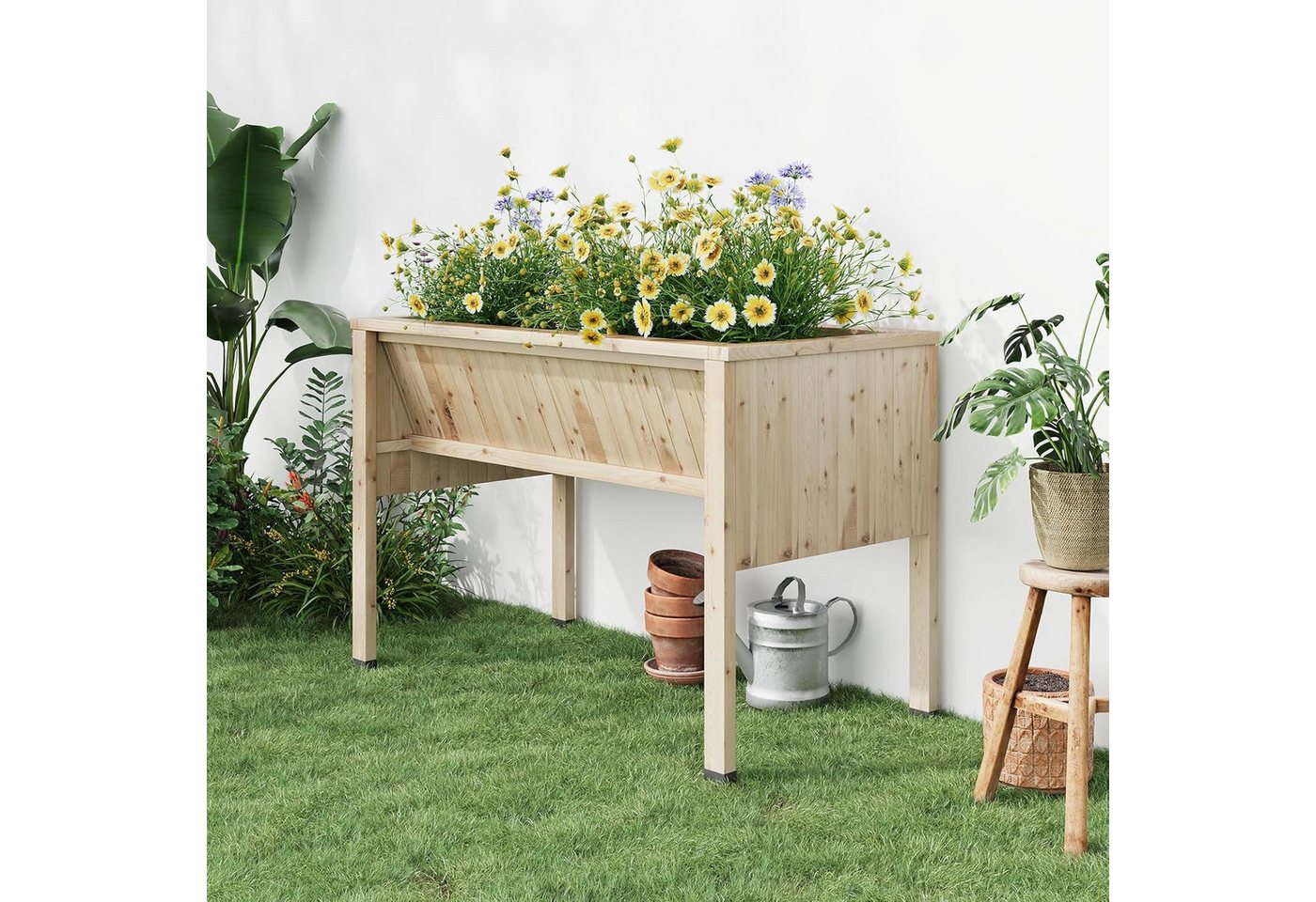 GarveeMore Hochbeet aus Zedernholz mit Beinen,Extra tiefer Pflanzkasten (35 cm) für Gemüse, Mit Haken,ideal für Garten,Terrasse&Balkon – Wetterfest und langlebig Bild 4