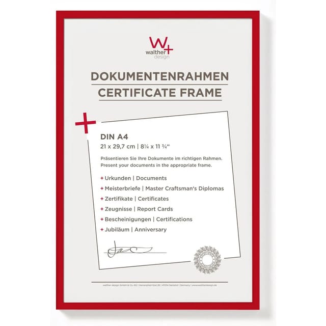 walther design New Lifestyle Kunststoff Bilderrahmen 21x29,7 cm Rot KV130R