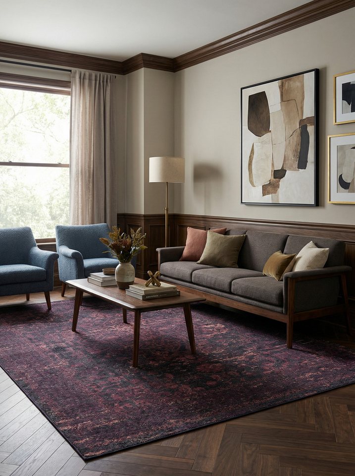 KADIMA DESIGN Teppich PIZOL Wohnzimmer Waschbar Schlafzimmer Wohnzimmerteppich Vintage, Läufer, Höhe: 5 mm, 80x150 cm, Esszimmer Webteppich Strapazierfähig Waschbar