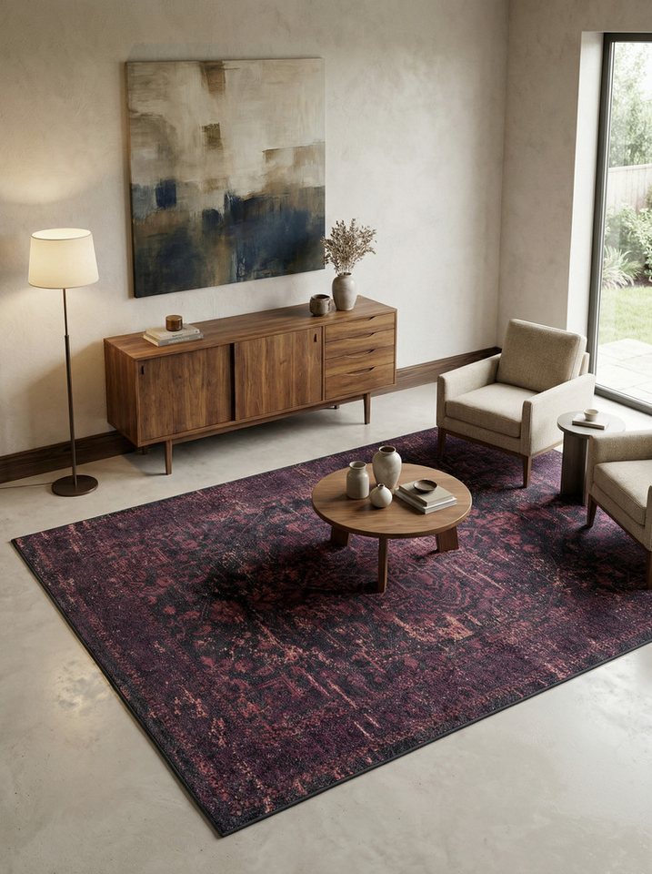 KADIMA DESIGN Teppich PIZOL Wohnzimmer Waschbar Schlafzimmer Wohnzimmerteppich Vintage, Läufer, Höhe: 5 mm, 80x150 cm, Esszimmer Webteppich Strapazierfähig Waschbar Bild 4