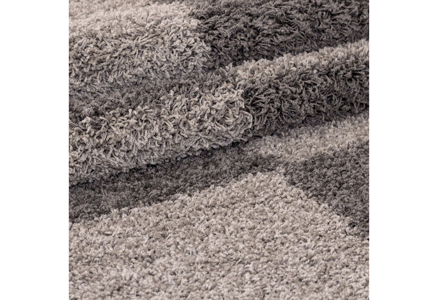 KADIMA DESIGN Teppich WERFEN Shaggy Langflor Wohnzimmer Schlafzimmer Waschbar Kariert, Läufer, Höhe: 32 mm, Taupe, 60x110 cm, Wohnzimmerteppich Esszimmer Strapazierfähig Waschbar