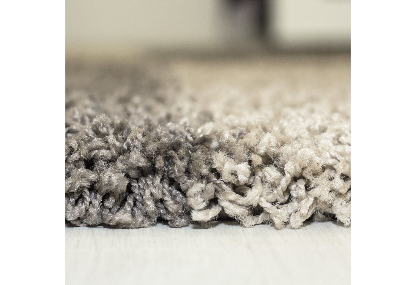 KADIMA DESIGN Teppich WERFEN Shaggy Langflor Wohnzimmer Schlafzimmer Waschbar Kariert, Läufer, Höhe: 32 mm, Taupe, 60x110 cm, Wohnzimmerteppich Esszimmer Strapazierfähig Waschbar Bild 3