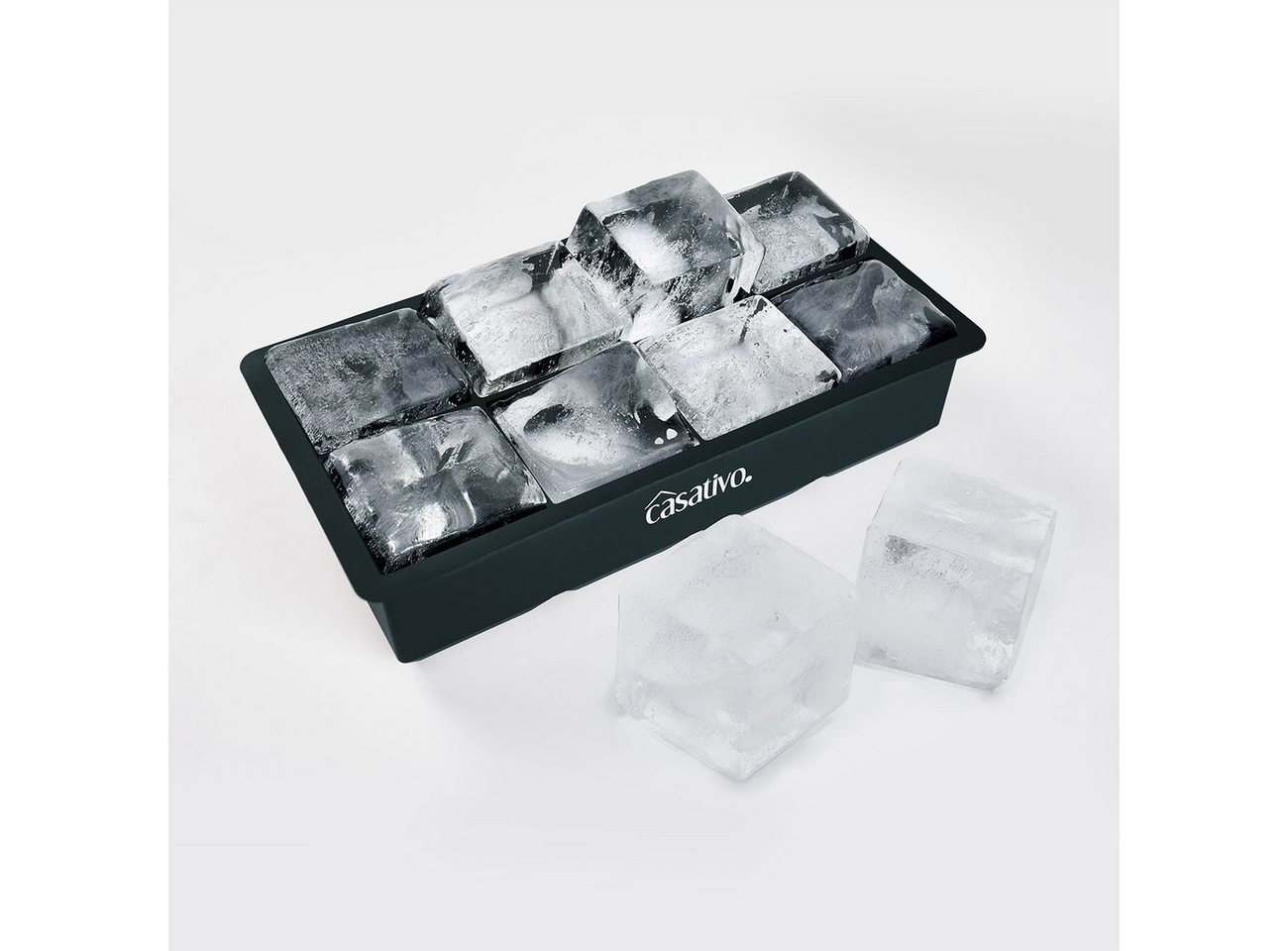 Casativo Eiswürfelform XXL Silikon Eiswürfelform - 8 große Fächer 5x5cm - BPA-frei, (2-tlg), XXL Silikon Eiswürfelform, 8 Eiswürfel, BPA-frei Bild 2